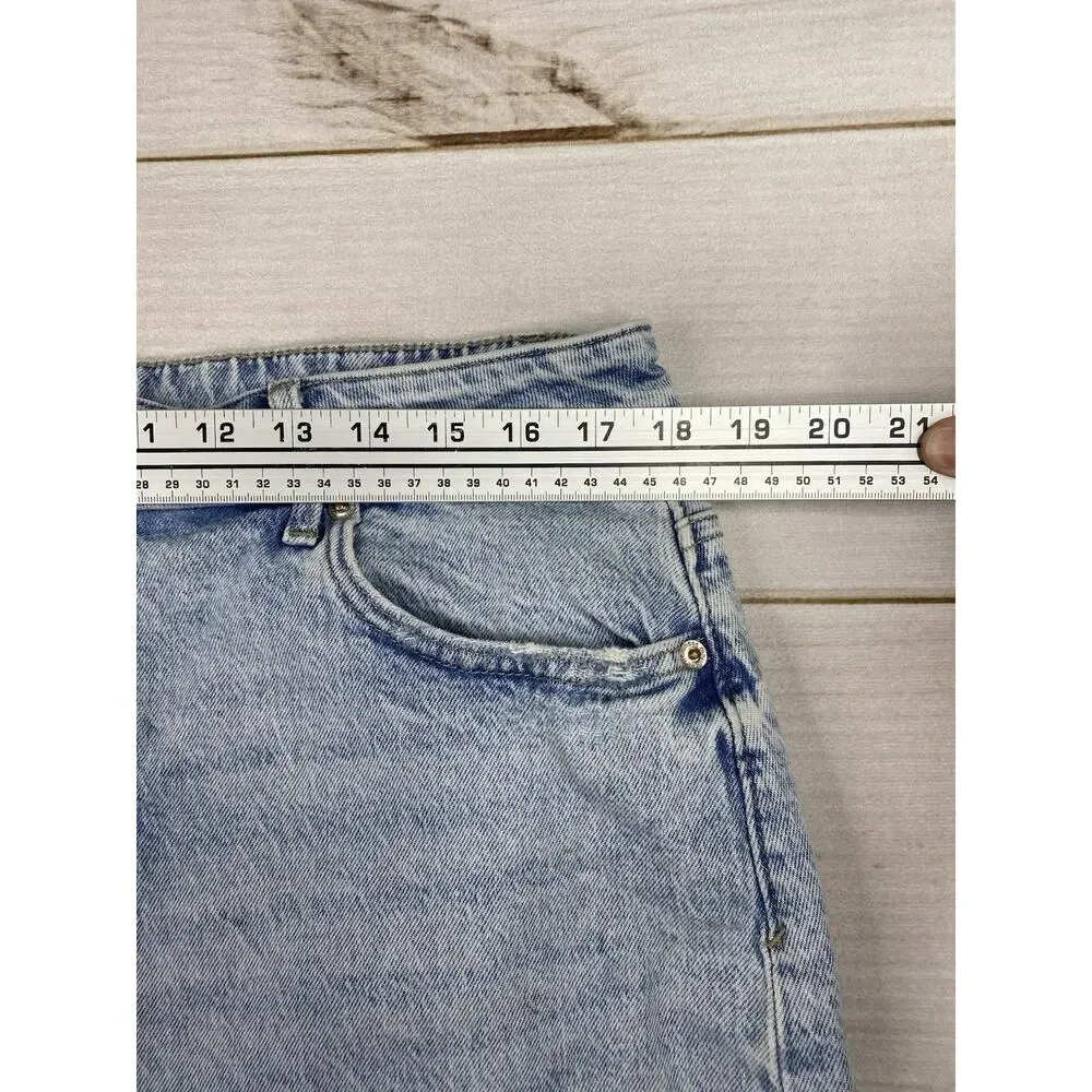 Maurices M Jeans Skirt Womens 16 Acid Wash Slit in Front Stretch Denim Midi Y2K